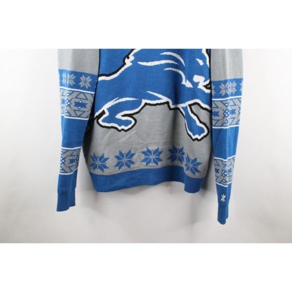 Vintage Mens 2XL XXL Distressed Detroit Lions Football Knit Christmas Sweater - Picture 3 of 11